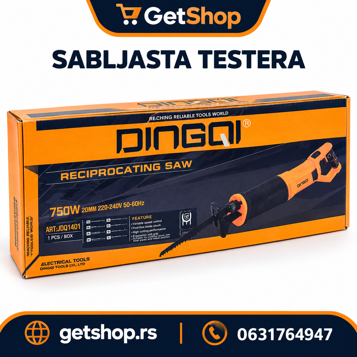 DINGQI sabljasta testera 750 W – električna testera „lisičji rep“