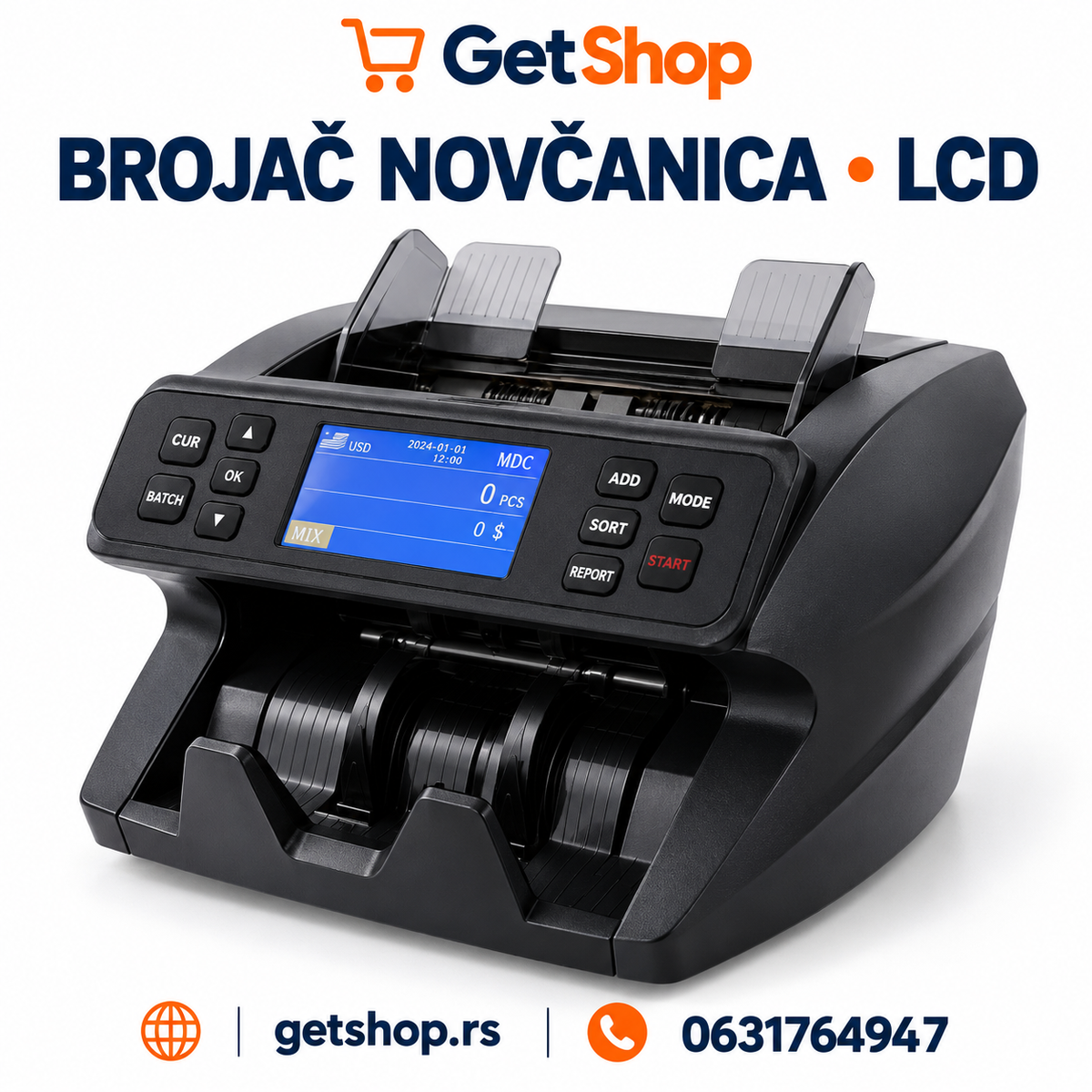 ELEKTRONSKI BROJAČ NOVČANICA D.WORLD DW-500 SA LCD EKRANOM