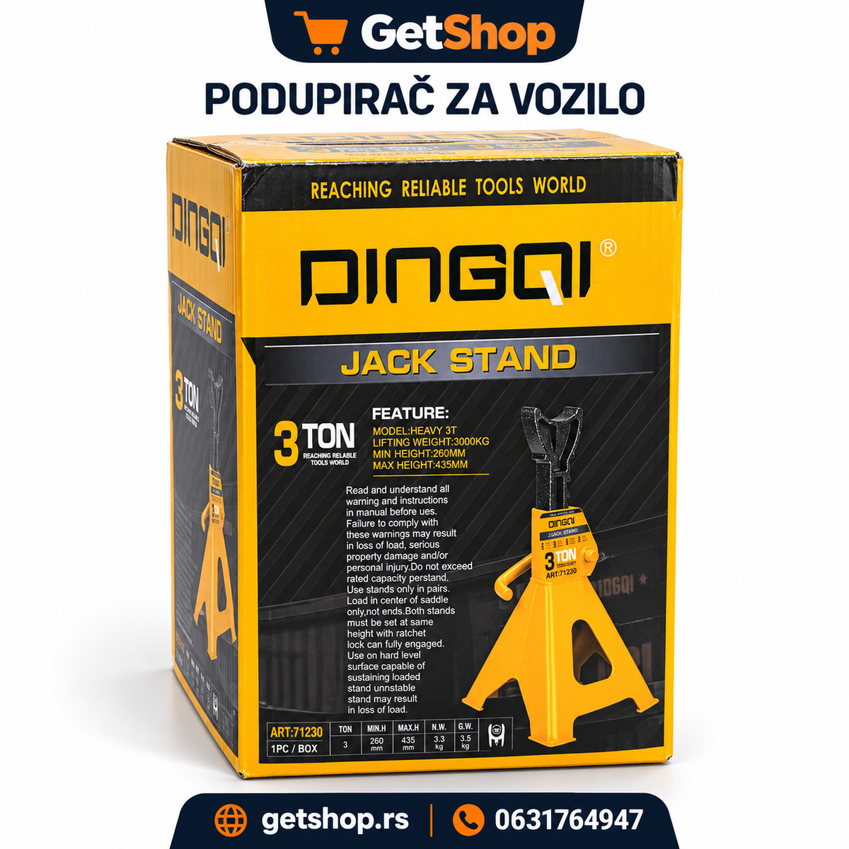 DINGQI PODUPIRAČ ZA VOZILO 3 T – PODESIVA VISINA