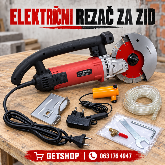 Električni rezač za zid i beton sa dijamantskim diskom i pumpom za vodu