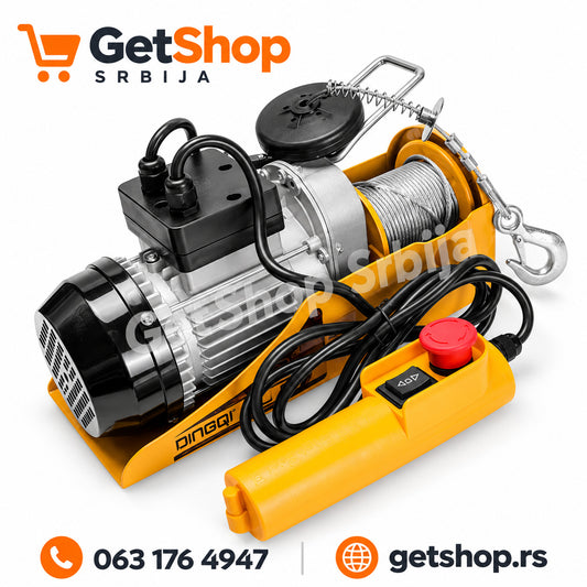DINGQI električno vitlo 250/500 kg – 800 W, visina podizanja do 30 m
