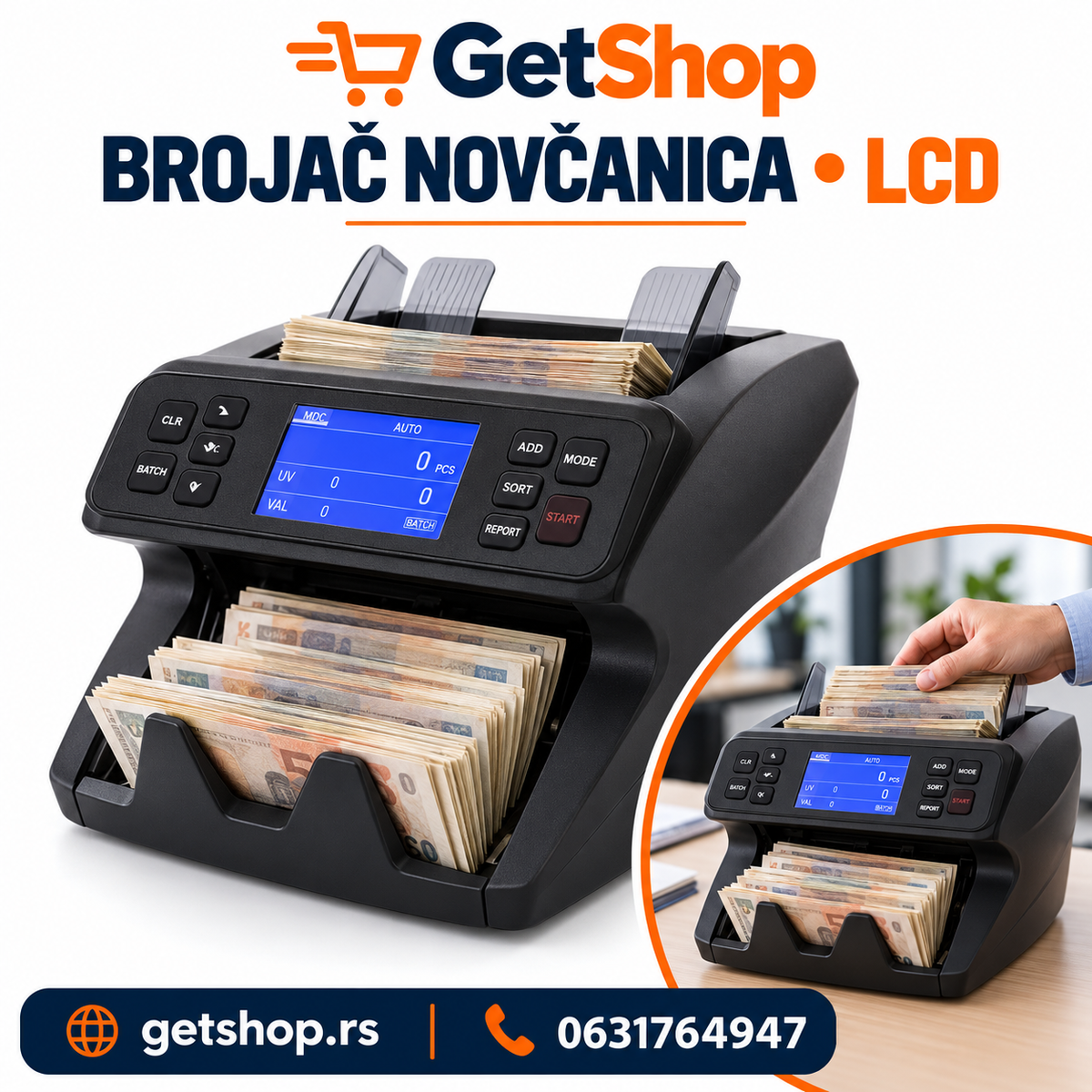 ELEKTRONSKI BROJAČ NOVČANICA D.WORLD DW-500 SA LCD EKRANOM