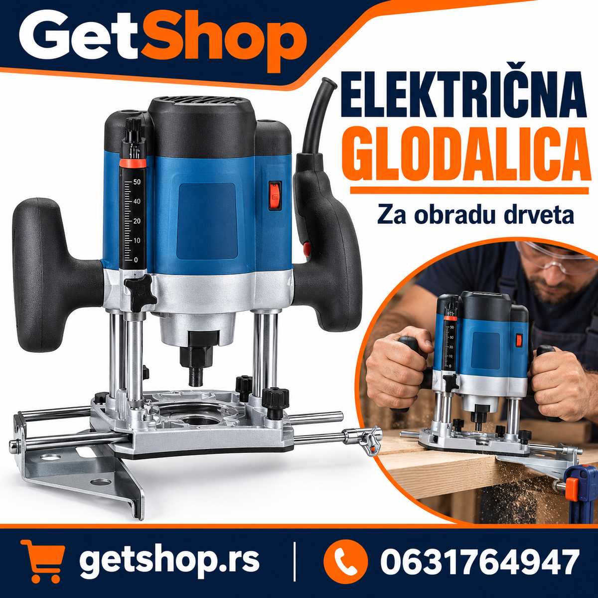 ELEKTRIČNA GLODALICA ZA DRVO SA PARALELNOM VOĐICOM