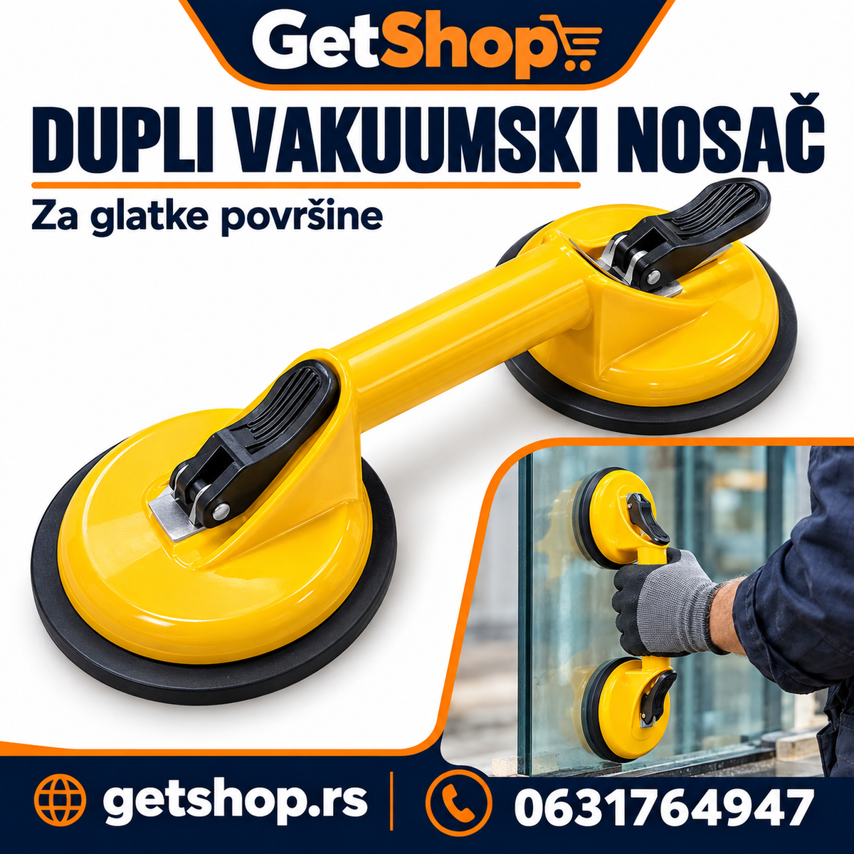 Dupli vakuumski nosač za staklo i pločice