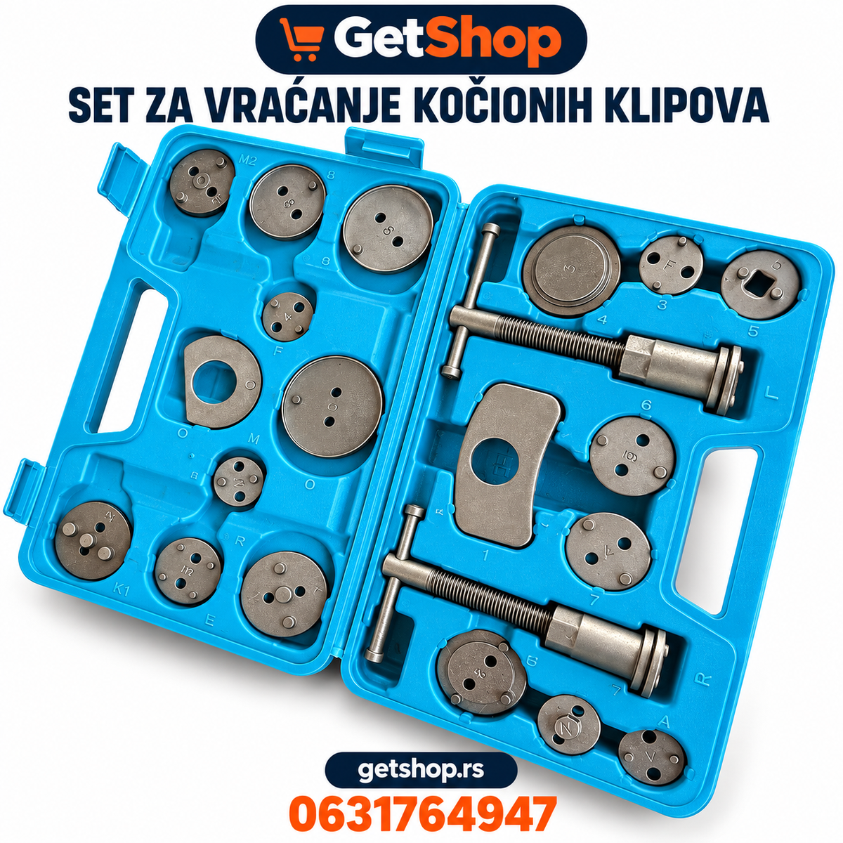 Set za vraćanje kočionih klipova sa adapterima u koferu