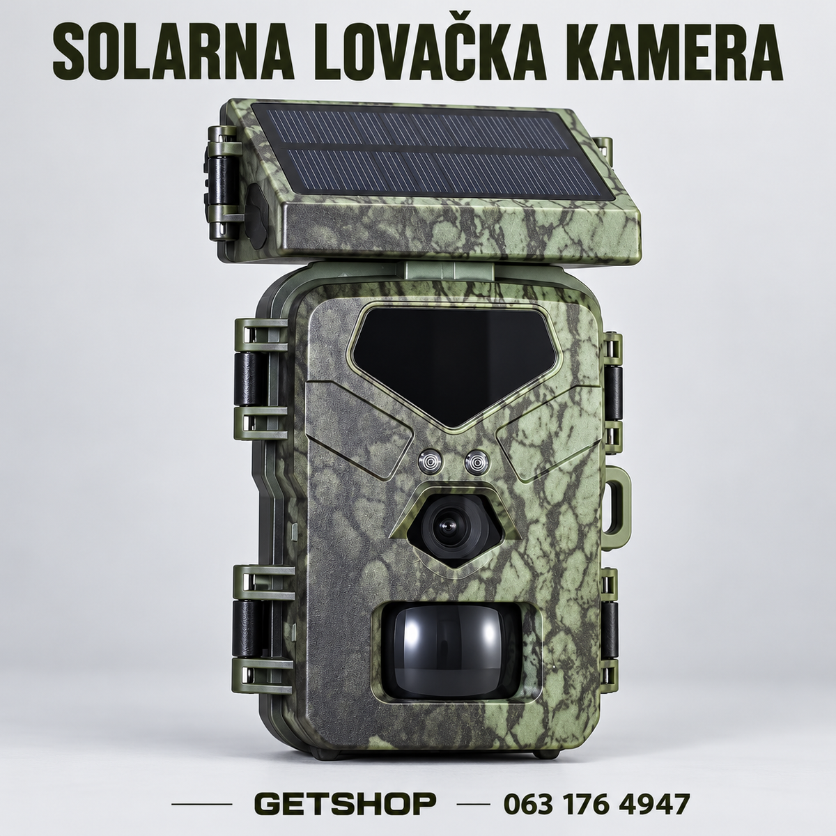 Solarna lovačka kamera – Full HD 1080p, noćno snimanje do 20 m, IP65