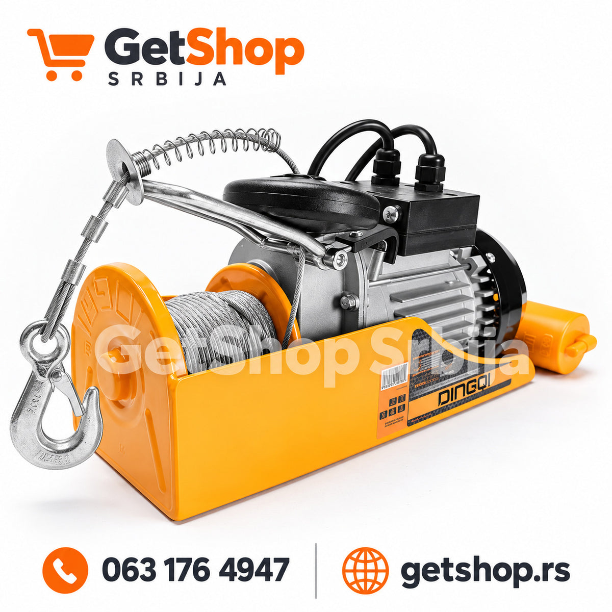 DINGQI električno vitlo 250/500 kg – 800 W, visina podizanja do 30 m