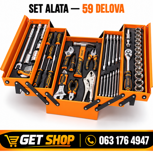 SET ALATA U METALNOM KOFERU – 59 DELOVA