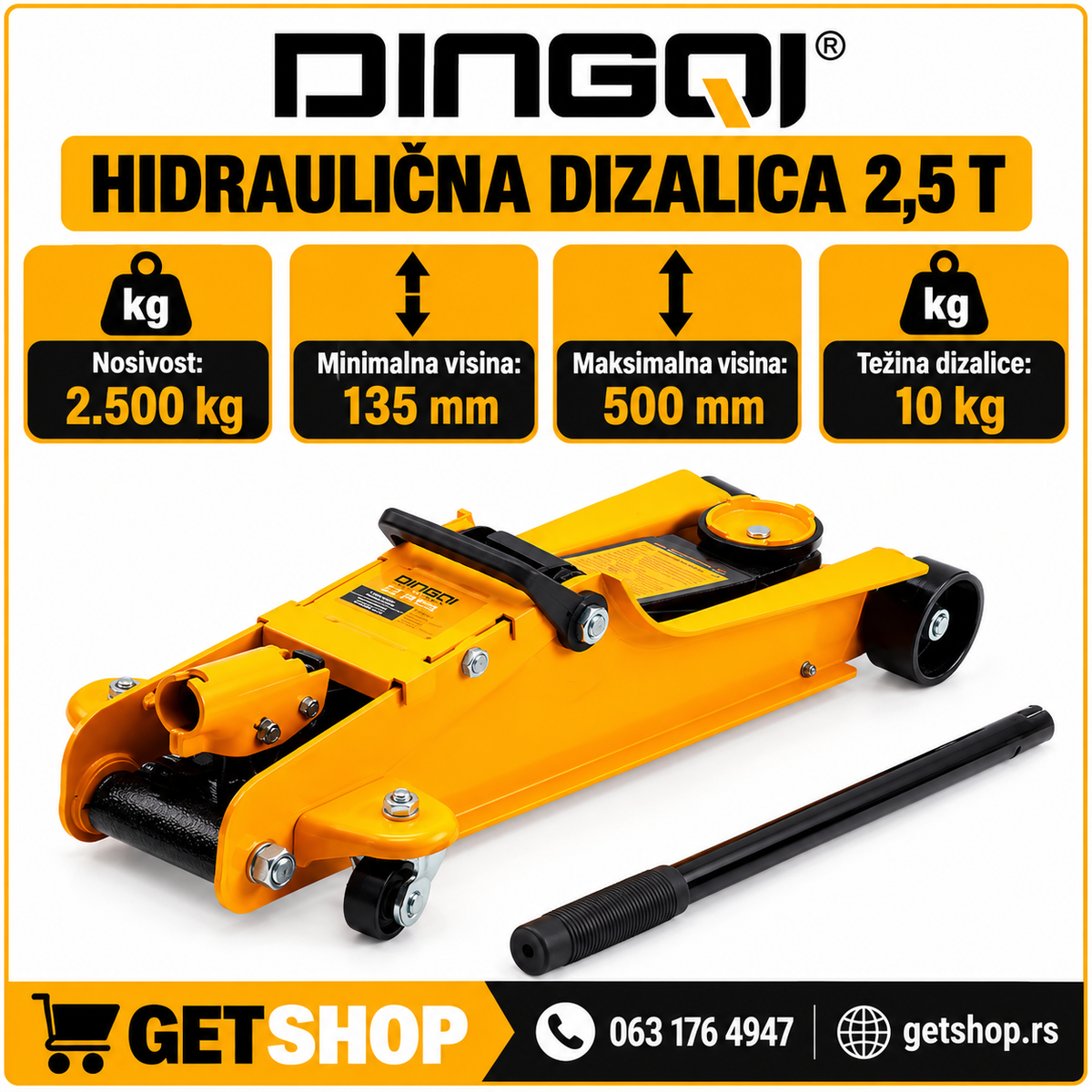 DINGQI hidraulična krokodil dizalica 2,5 t | 135–500 mm