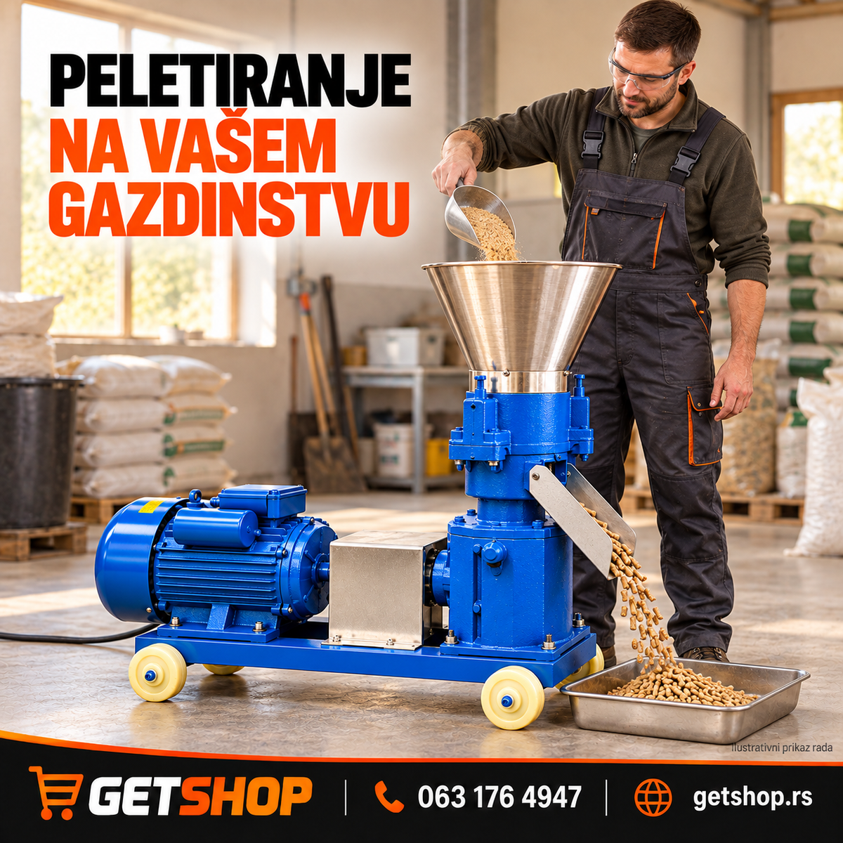 Peletirka za stočnu hranu 150 mm | 3 kW | 220 V