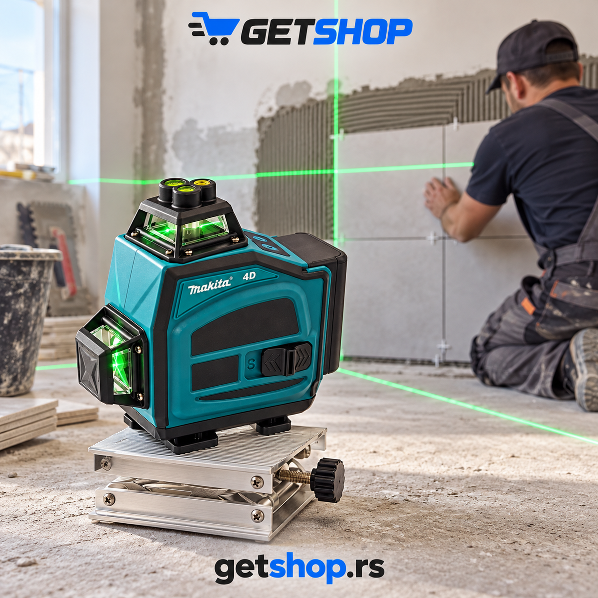 4D laserski nivelator sa 16 zelenih linija 360° – komplet sa koferom