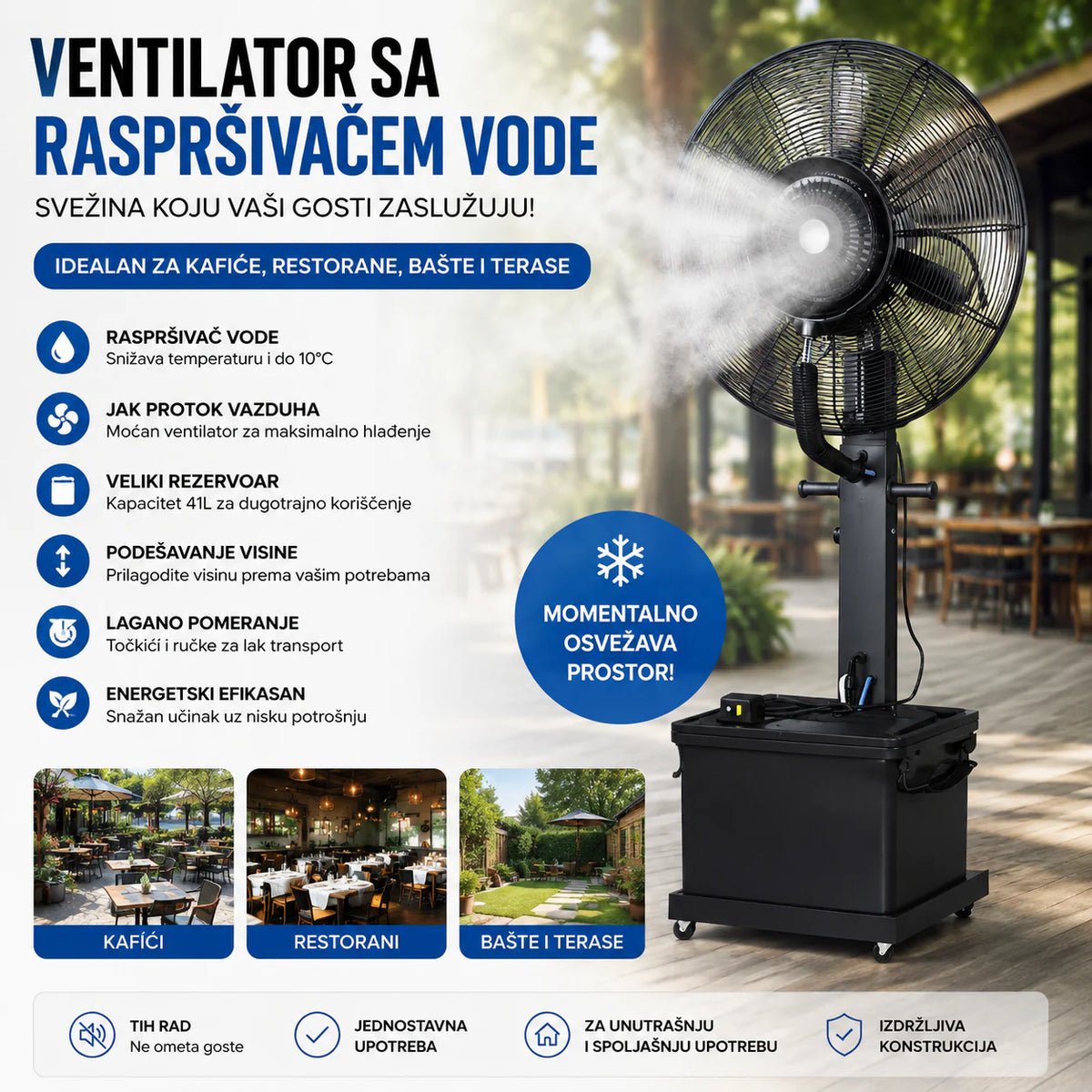Industrijski Ventilator sa Raspršivačem Vode 41L – GetShop preporuka
