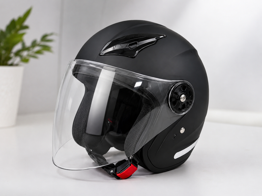 Moto kaciga Mat Crna sa Vizorom – Univerzalna Veličina